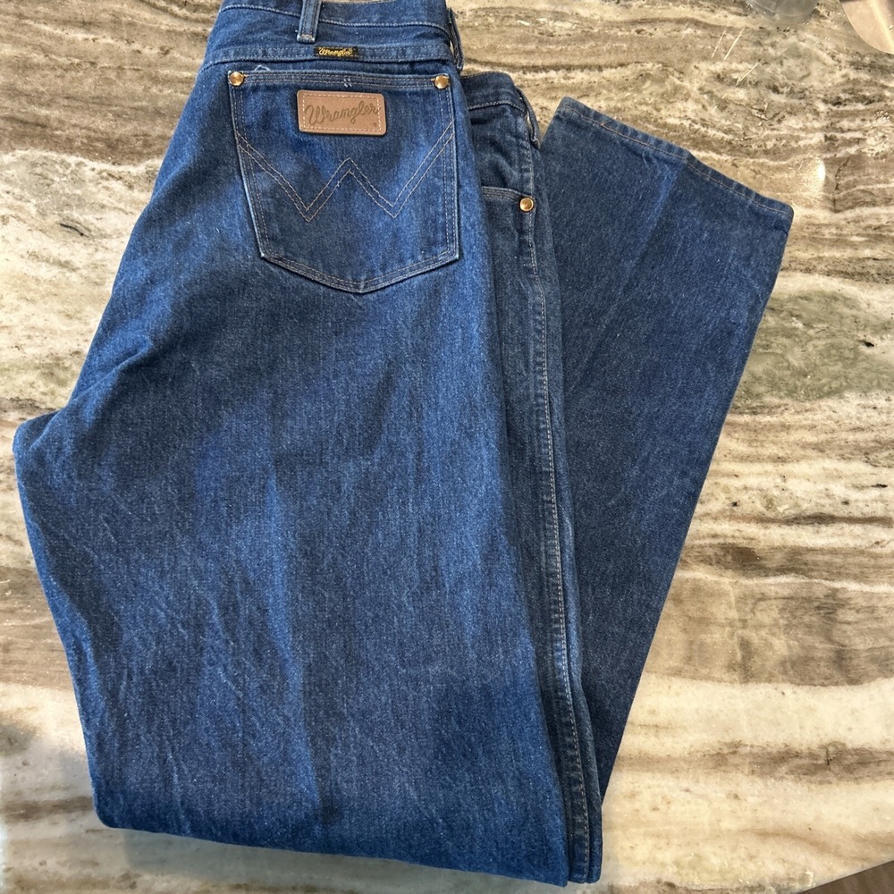 Wrangler Men's Cowboy Cut Jeans Made in USA 40x34 Vintage 13MWZ Dark Wash